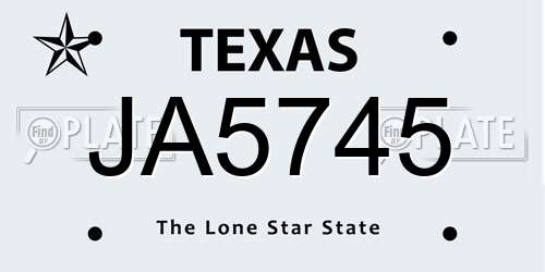 JA5745 Texas License Plate
