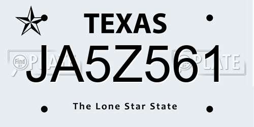 JA5Z561 Texas License Plate