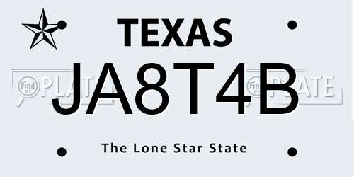 JA8T4B Texas License Plate