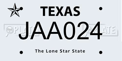 JAA024 Texas License Plate