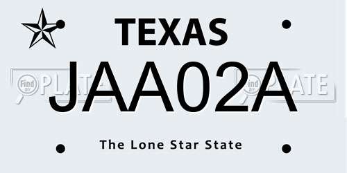JAA02A Texas License Plate