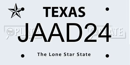 JAAD24 Texas License Plate