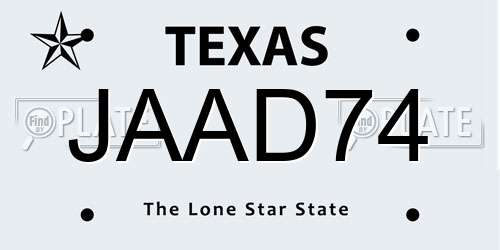 JAAD74 Texas License Plate