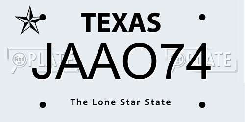 JAAO74 Texas License Plate