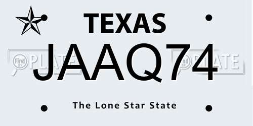 JAAQ74 Texas License Plate