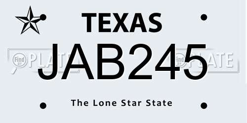 JAB245 Texas License Plate