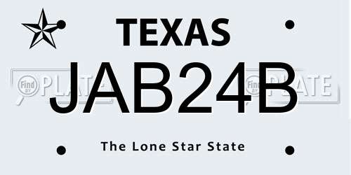 JAB24B Texas License Plate