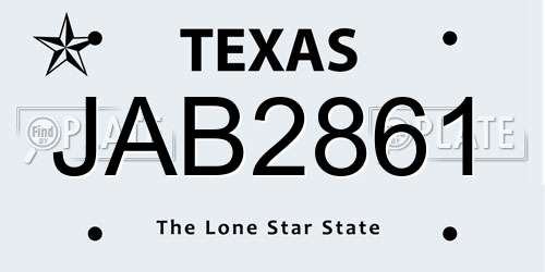 JAB2861 Texas License Plate