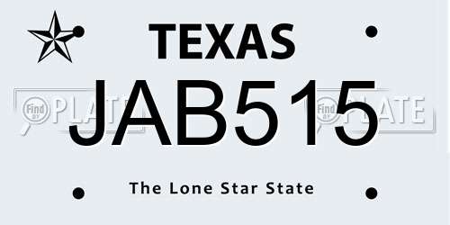 JAB515 Texas License Plate