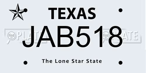 JAB518 Texas License Plate