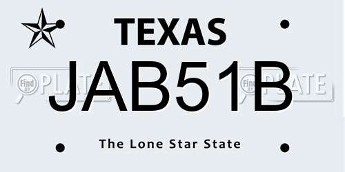 JAB51B Texas License Plate