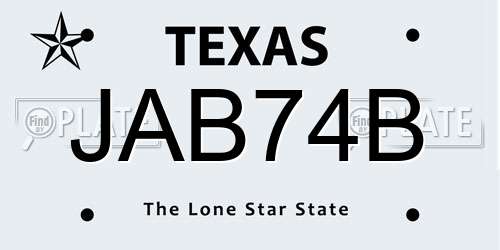 JAB74B Texas License Plate