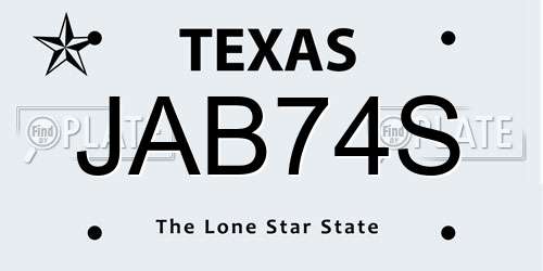 JAB74S Texas License Plate