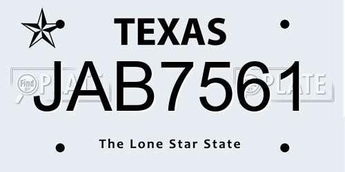 JAB7561 Texas License Plate