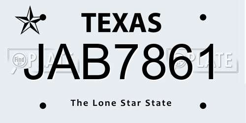 JAB7861 Texas License Plate