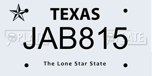 JAB815 Texas License Plate