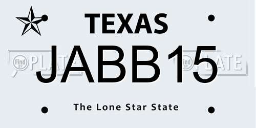 JABB15 Texas License Plate