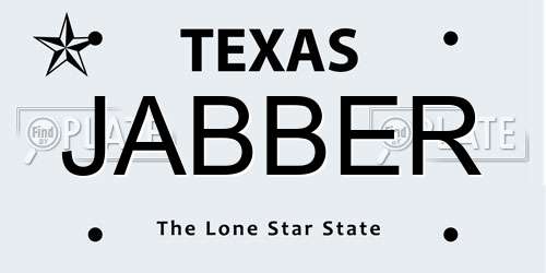 JABBER Texas License Plate
