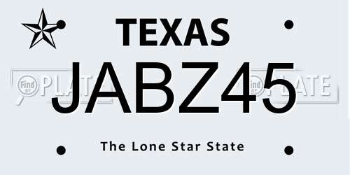 JABZ45 Texas License Plate