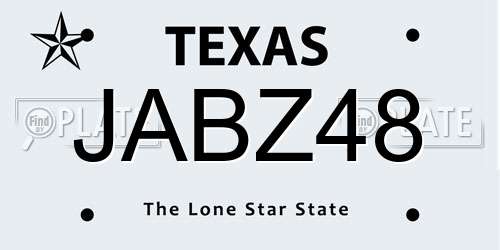 JABZ48 Texas License Plate