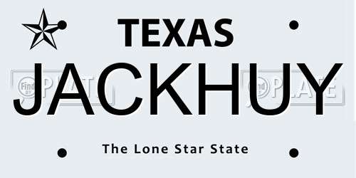 JACKHUY Texas License Plate