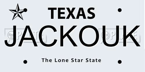 JACKOUK Texas License Plate