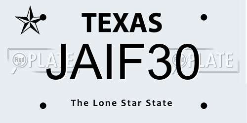 JAIF30 Texas License Plate