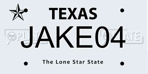 JAKE04 Texas License Plate