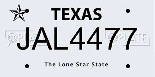 JAL4477 Texas License Plate