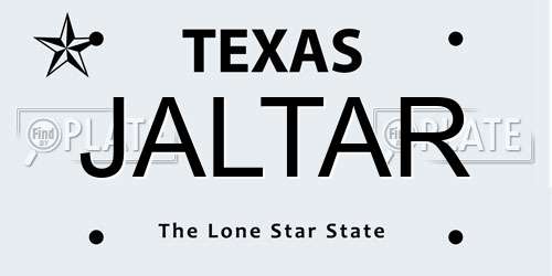 JALTAR Texas License Plate