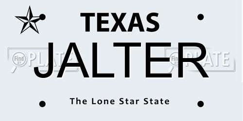 JALTER Texas License Plate