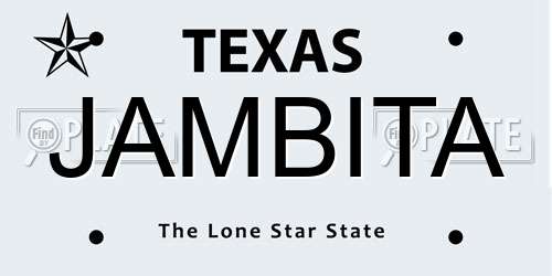 JAMBITA Texas License Plate