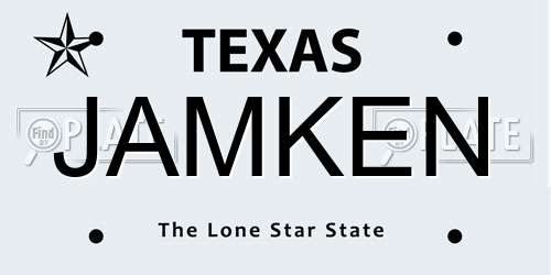 JAMKEN Texas License Plate