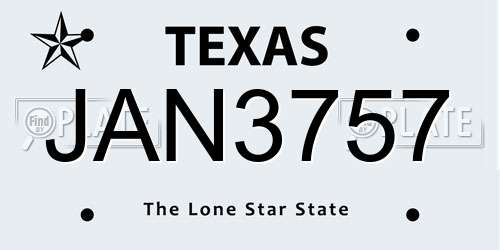 JAN3757 Texas License Plate