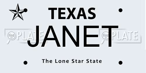 JANET Texas License Plate