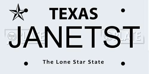 JANETST Texas License Plate