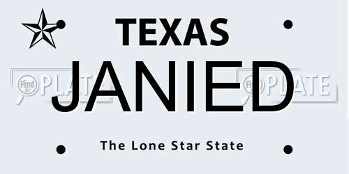 JANIED Texas License Plate