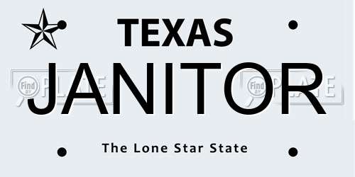 JANITOR Texas License Plate