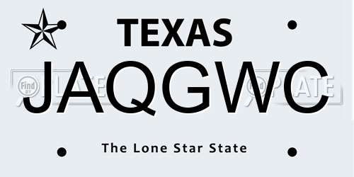JAQGWC Texas License Plate