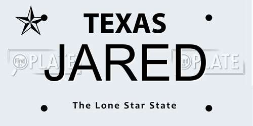 JARED Texas License Plate