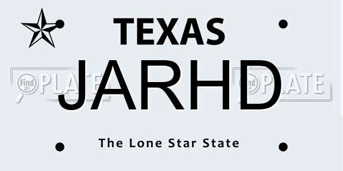 JARHD Texas License Plate