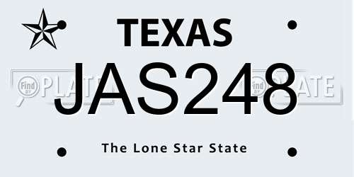 JAS248 Texas License Plate