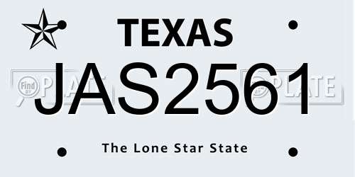 JAS2561 Texas License Plate