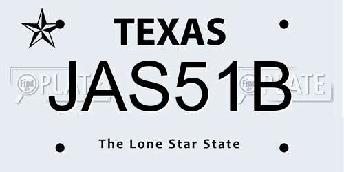 JAS51B Texas License Plate