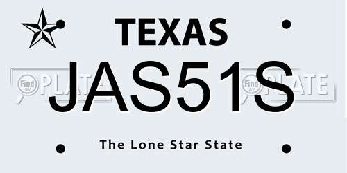 JAS51S Texas License Plate