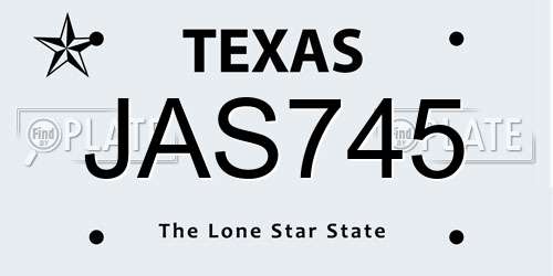 JAS745 Texas License Plate