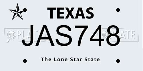 JAS748 Texas License Plate