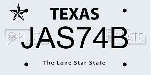 JAS74B Texas License Plate