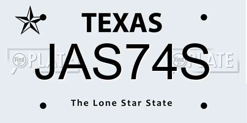 JAS74S Texas License Plate