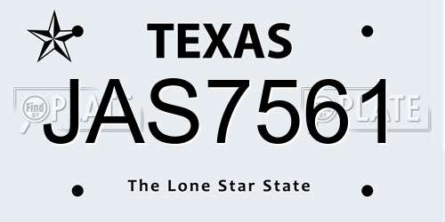 JAS7561 Texas License Plate